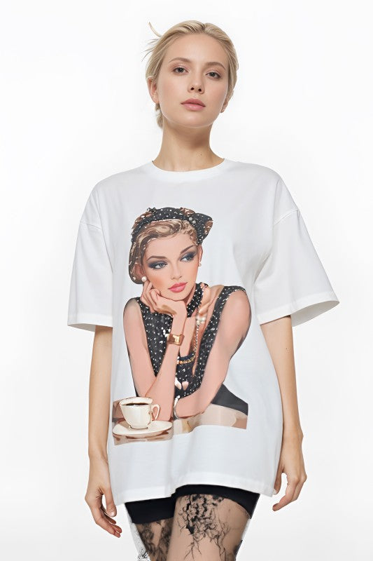 Coffee Girl Oversized Graphic Tee