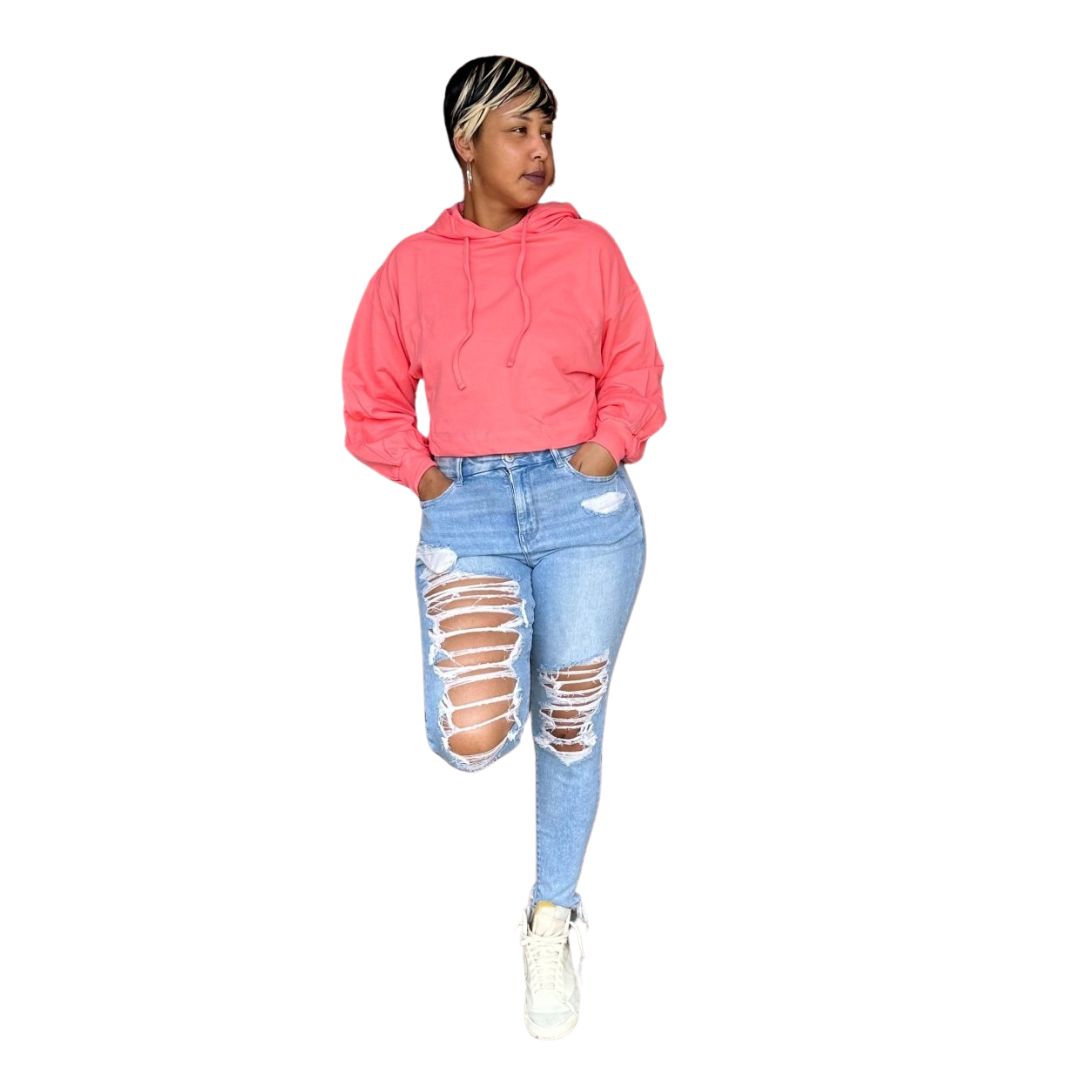 french terry cropped hoodie - Misfits Clothing Boutique