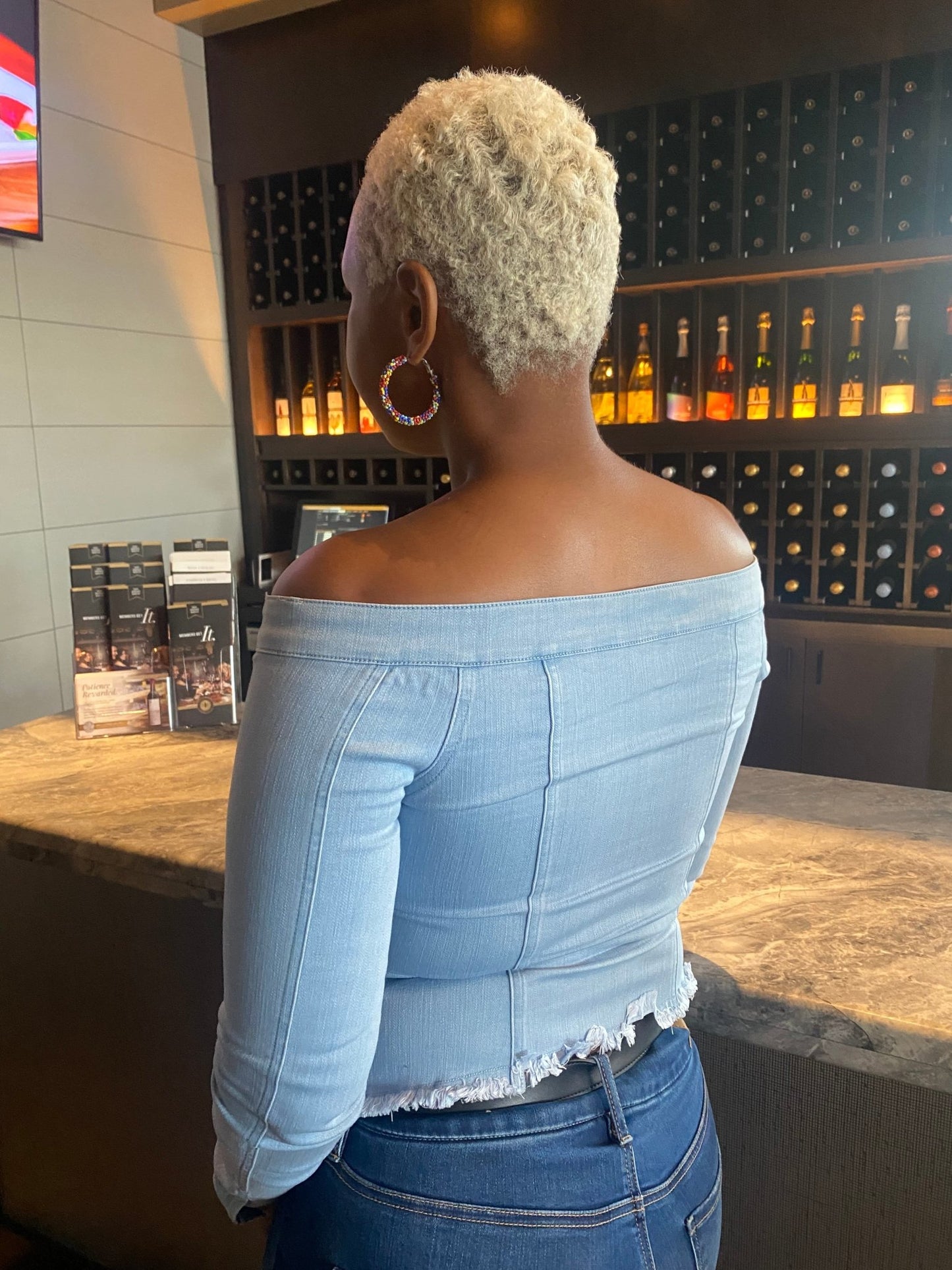 Off the shoulder denim top - Misfits Clothing Boutique