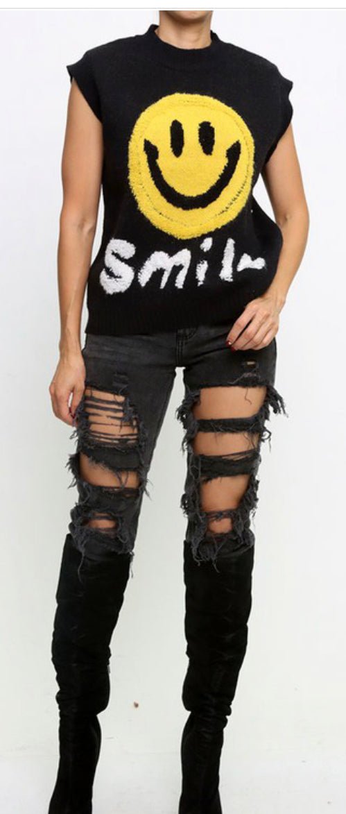 Smiley face sweater - Misfits Clothing Boutique