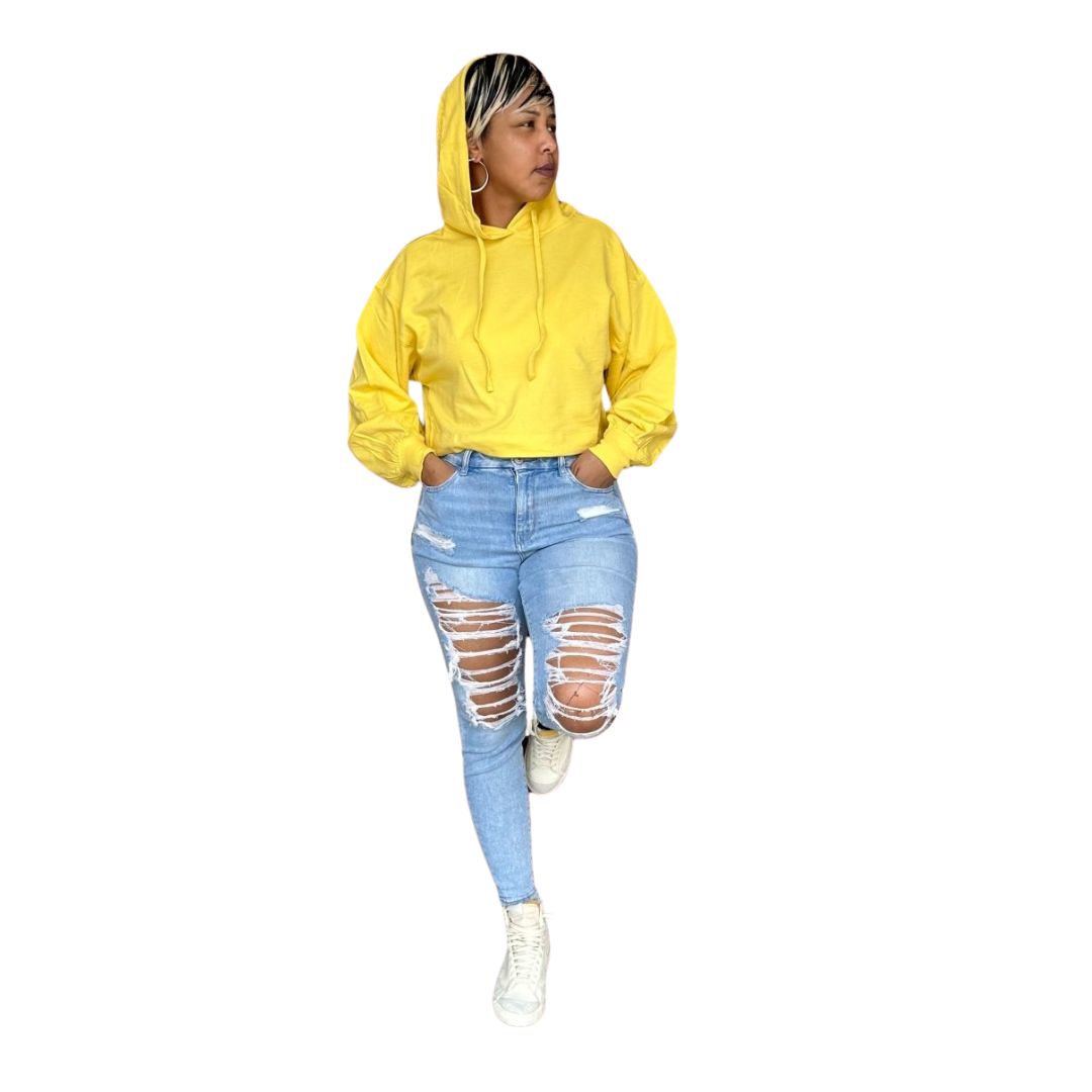 french terry cropped hoodie - Misfits Clothing Boutique