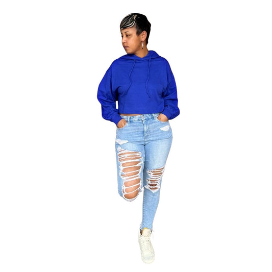 french terry cropped hoodie - Misfits Clothing Boutique