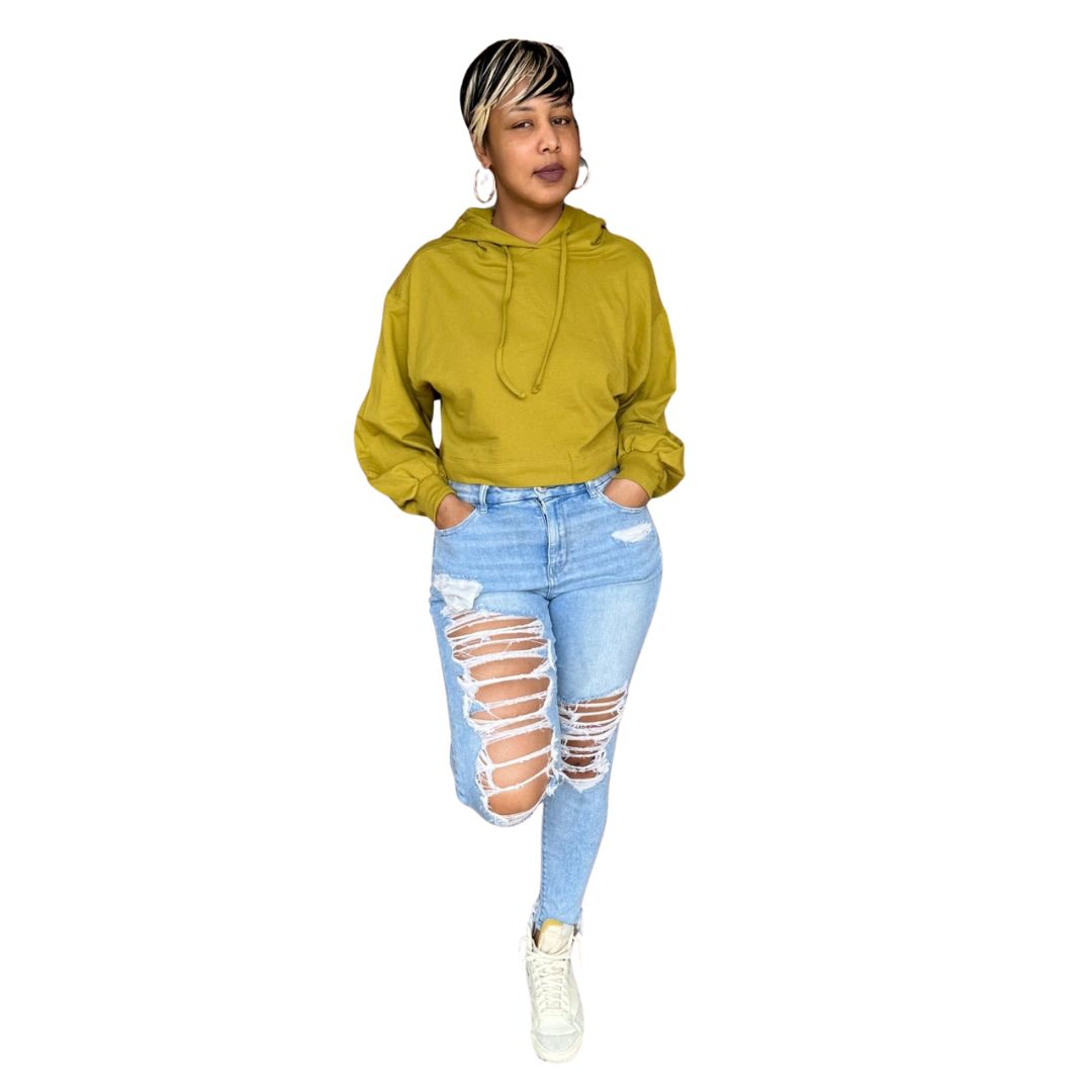 french terry cropped hoodie - Misfits Clothing Boutique