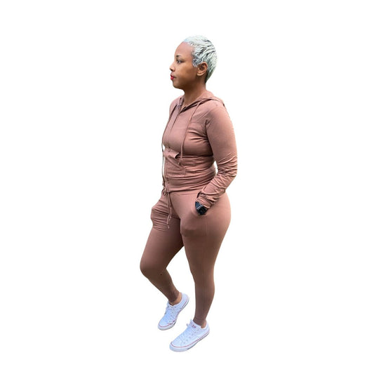 mocha jogger set- Misfits Clothing Boutique