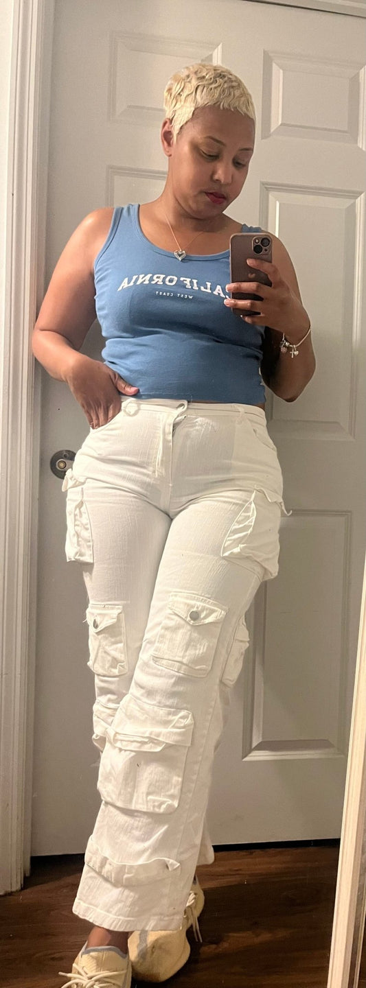 White Cargo Pants - Misfits Clothing Boutique