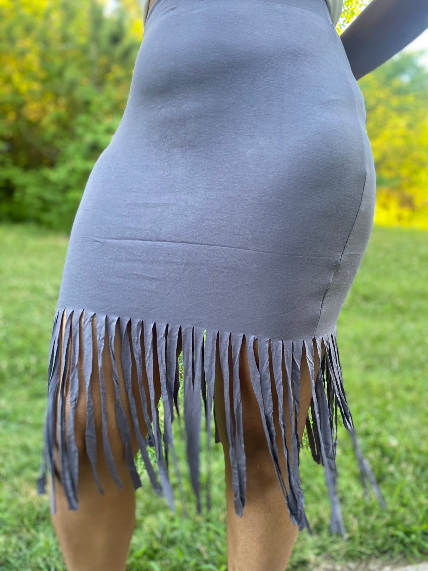 Grey fringe skirt - Misfits Clothing Boutique