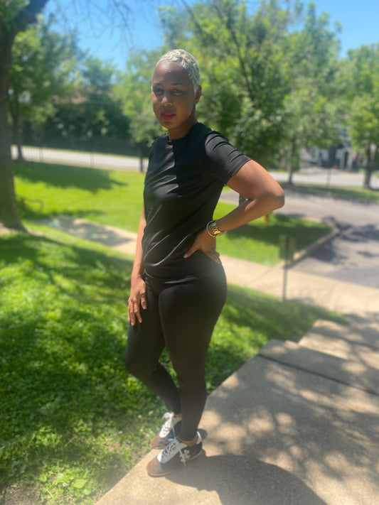 Two piece black legging set