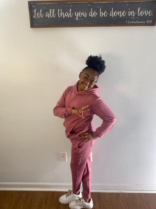 Kids Bergonia Pink jogger set - Misfits Clothing Boutique