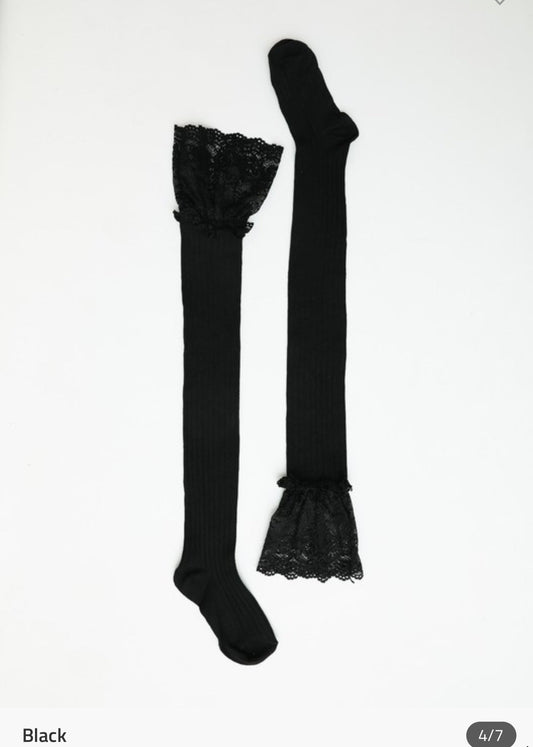 Lace trimmed knee high socks - Misfits Clothing Boutique