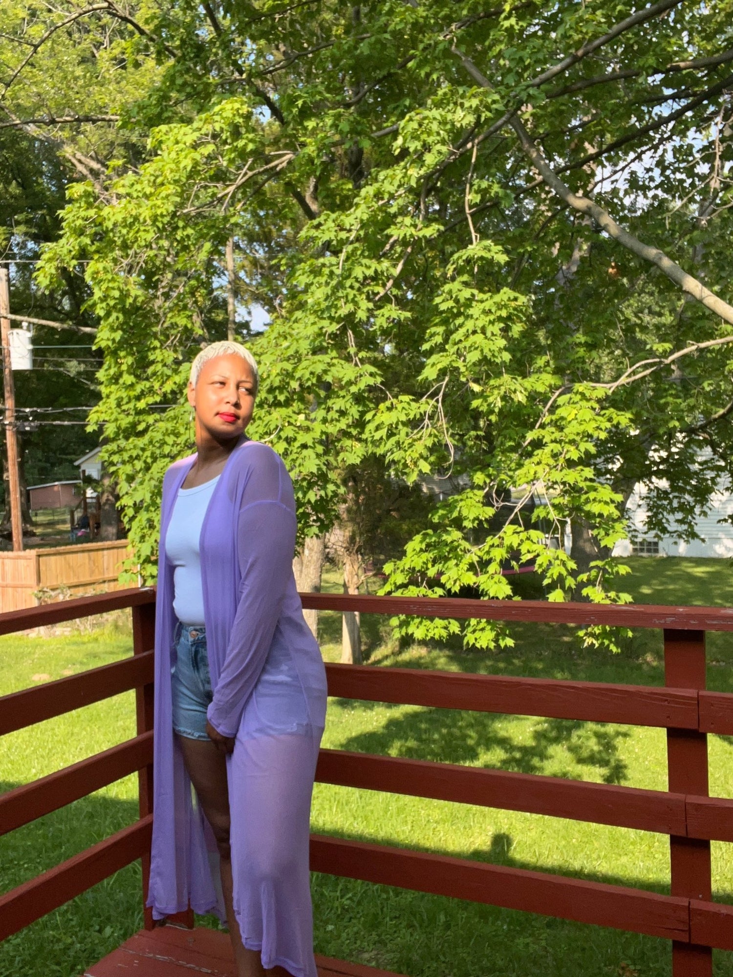 Lavender Mesh open front caridgan - Misfits Clothing Boutique