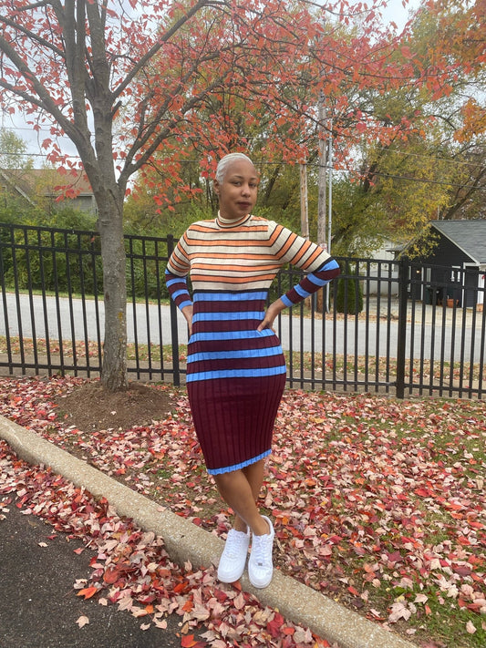 Multi color ribbed sweater dress - Misfits Clothing Boutique