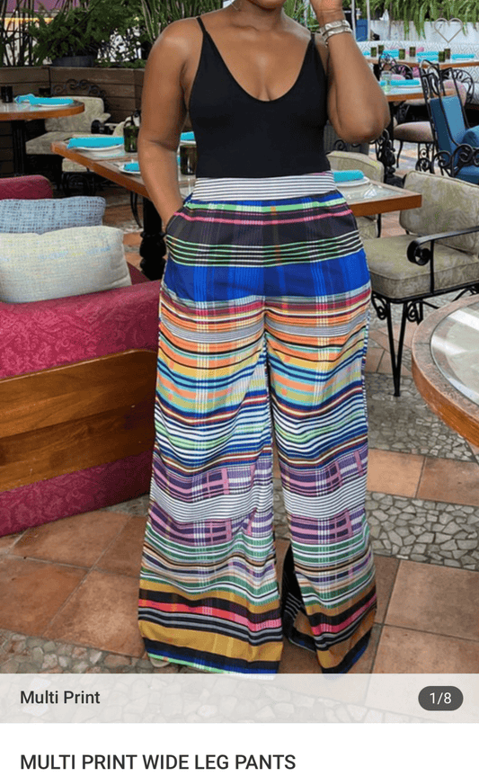 Multi print wide leg pants - Misfits Clothing Boutique