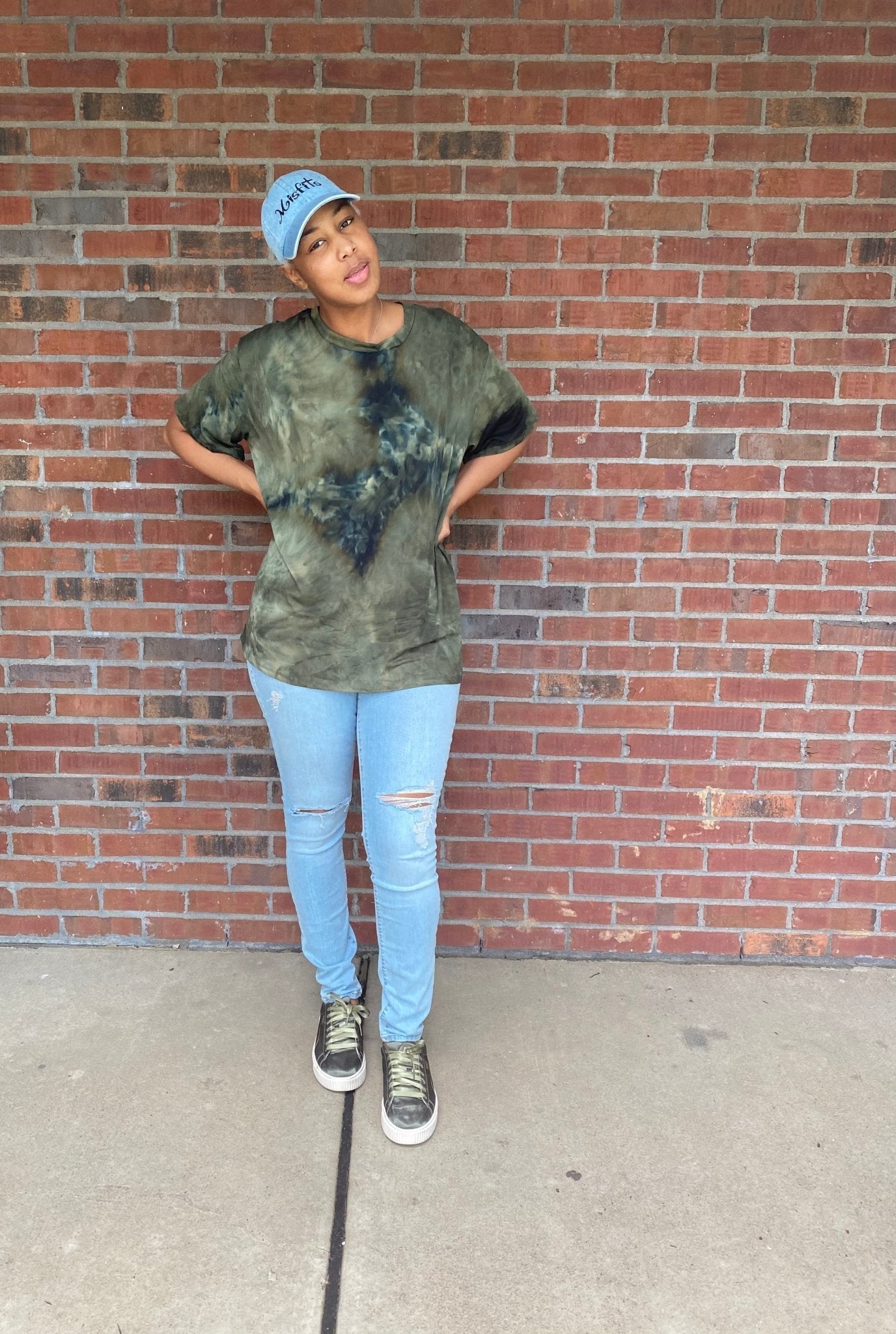 Olive green oversized tee - Misfits Clothing Boutique