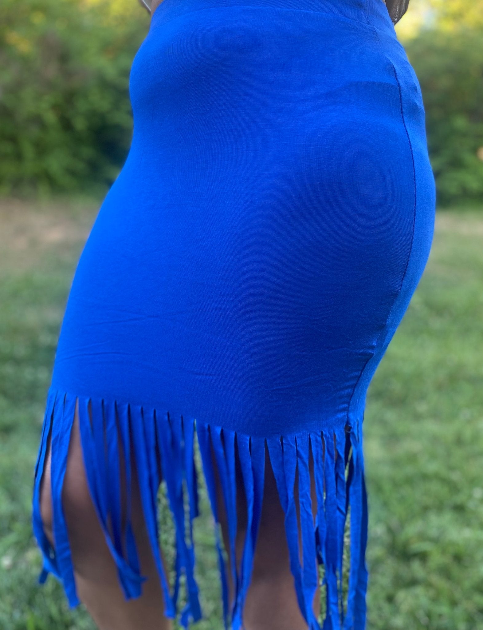 Royal blue fringe skirt - Misfits Clothing Boutique