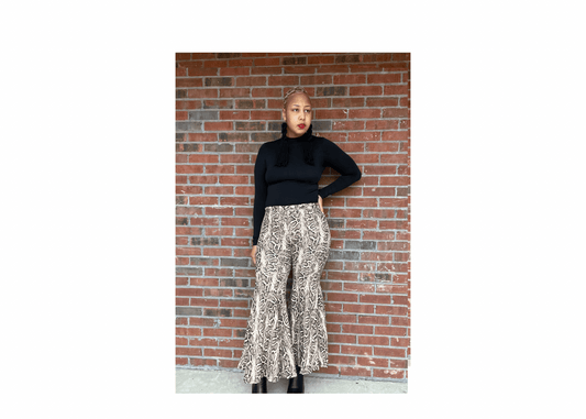 Snake Patterned Trumpet Bottom Pants - Misfits Clothing Boutique