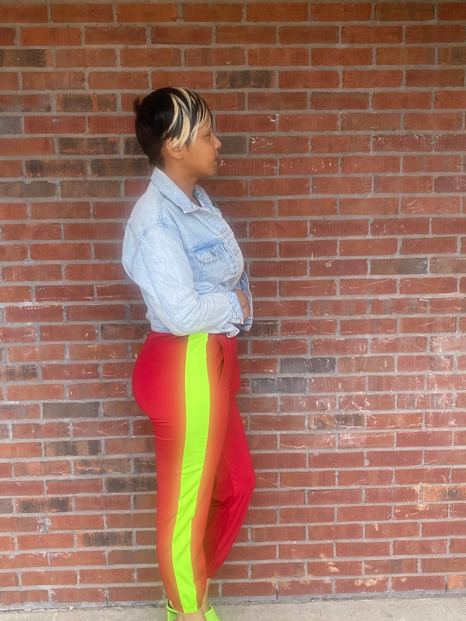 Track Pants with lime green side panel - Misfits Clothing Boutique