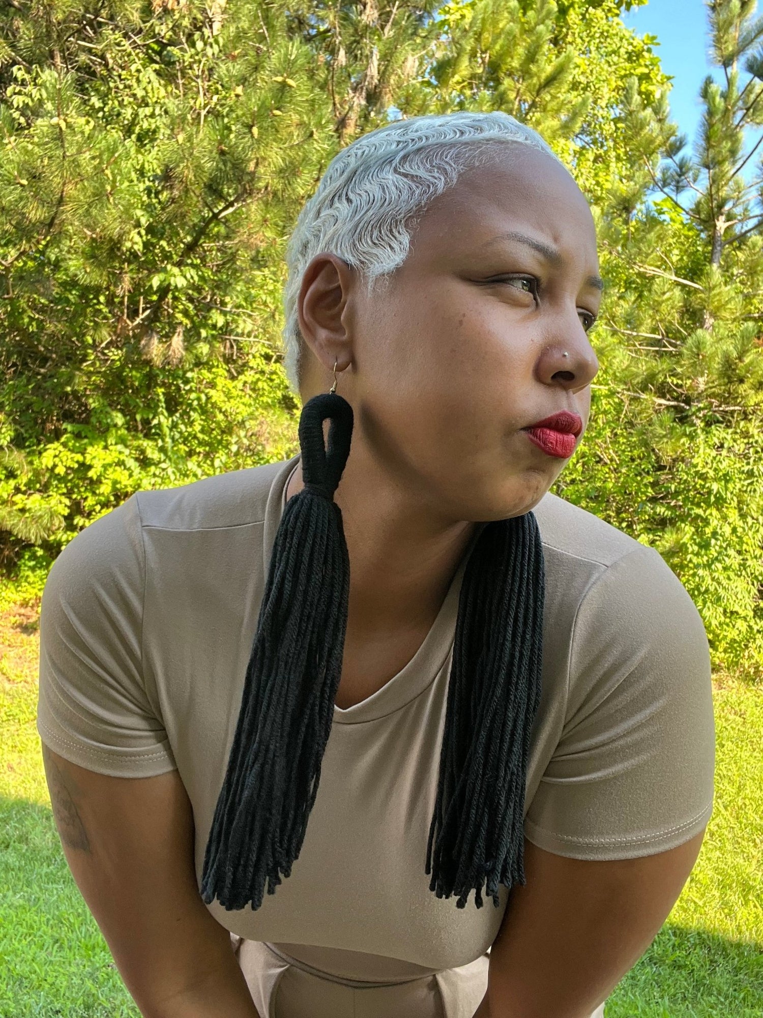 Yarn Long Black Fringe Earrings - Misfits Clothing Boutique